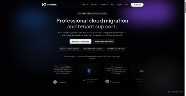 Security scan screenshot of http://moverecord.com/
