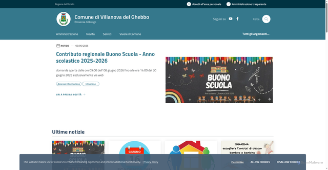 Security scan screenshot of https://www.comune.villanovadelghebbo.ro.it