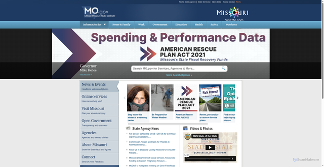 Security scan screenshot of https://www.mo.gov/