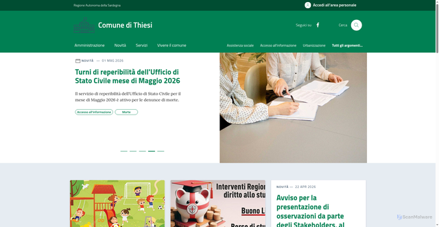 Security scan screenshot of https://www.comune.thiesi.ss.it