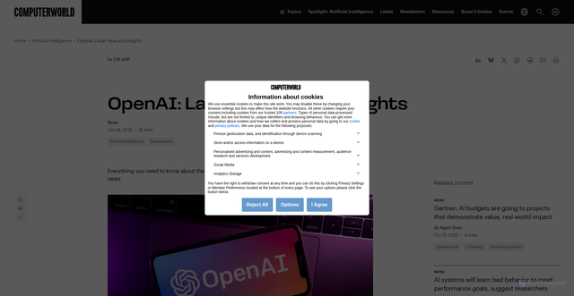 Security scan screenshot of https://www.computerworld.com/article/4015023/openai-latest-news-and-insights.html