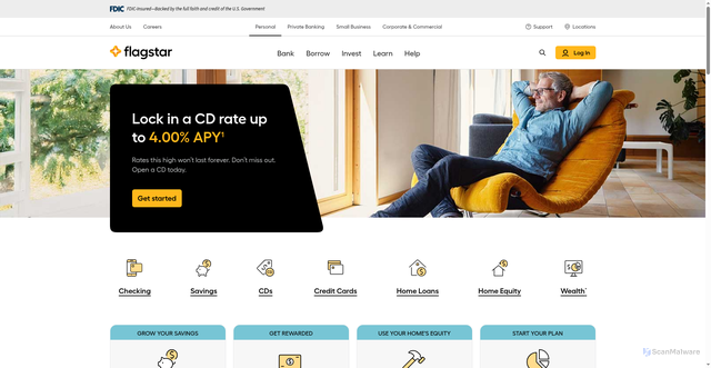 Security scan screenshot of https://www.flagstar.com