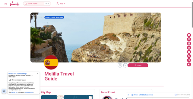Security scan screenshot of https://www.vamados.com/guide/melilla-travel-guide/