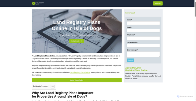 Security scan screenshot of https://landregistryplansonline.co.uk/near-me/greater-london-isle-of-dogs/