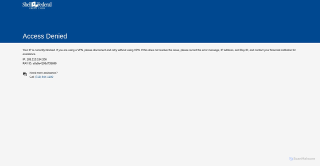 Security scan screenshot of https://myaccounts.shellfcu.org