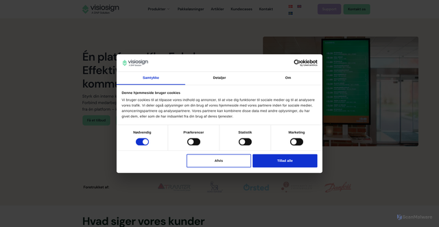 Security scan screenshot of https://visiosign.com