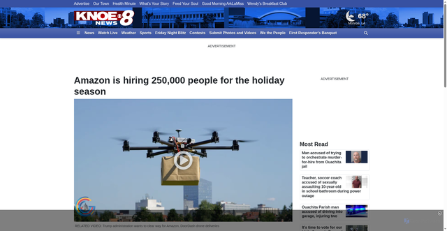 Security scan screenshot of https://www.knoe.com/2025/10/14/amazon-is-hiring-250000-people-holiday-season/