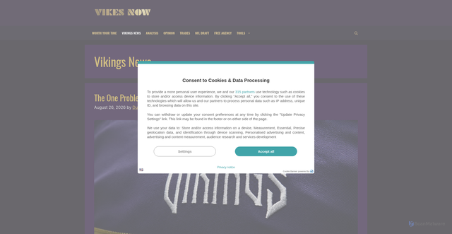 Security scan screenshot of https://vikesnow.com/category/news/page/8/