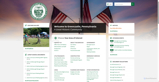 Security scan screenshot of https://greencastlepa.gov/