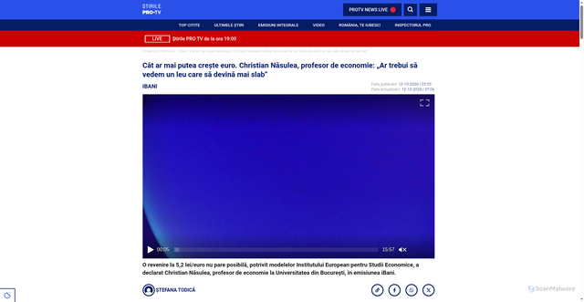 Security scan screenshot of https://stirileprotv.ro/stiri/ibani/cat-ar-mai-putea-creste-euro-christian-nasulea-profesor-de-economie-ar-trebui-sa-vedem-un-leu-care-sa-devina-mai-slab.html