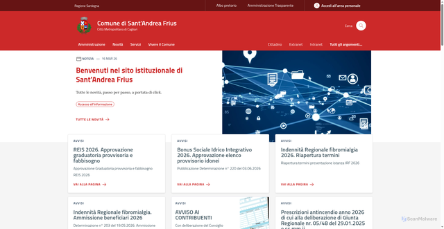 Security scan screenshot of https://www.comune.santandreafrius.ca.it
