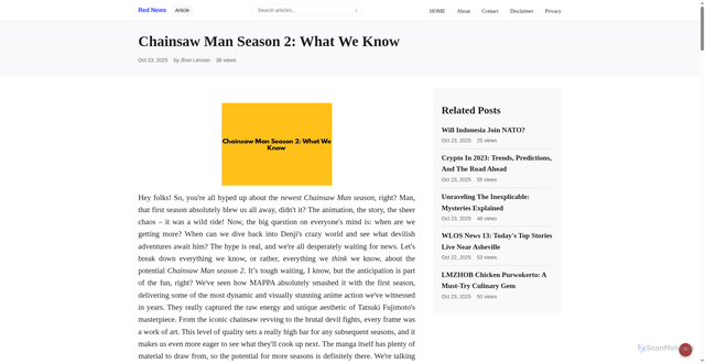 Security scan screenshot of https://thesweetdesigns.com/blog/chainsaw-man-season-2-what