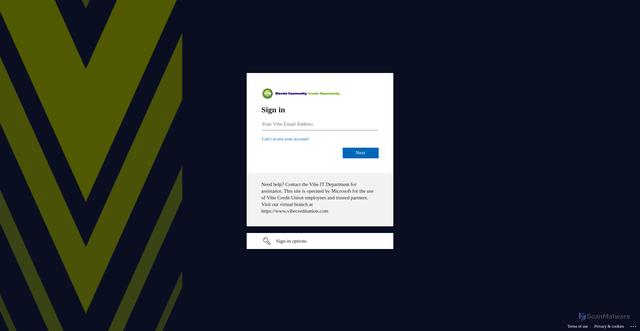 Security scan screenshot of https://vibecu-my.sharepoint.com