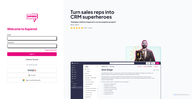 Security scan screenshot of https://app.supered.io