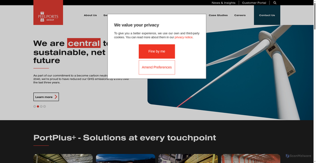 Security scan screenshot of https://www.peelports.com/
