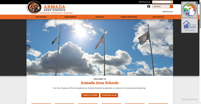Security scan screenshot of https://www.armadaschools.org/