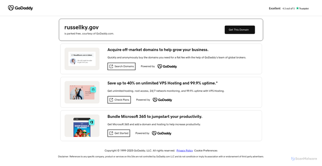 Security scan screenshot of https://russellky.gov/