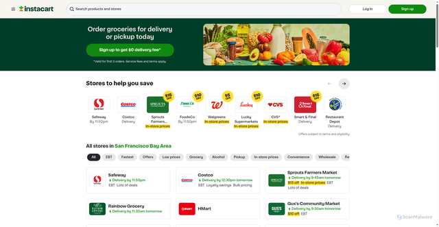 Security scan screenshot of https://www.instacart.com/