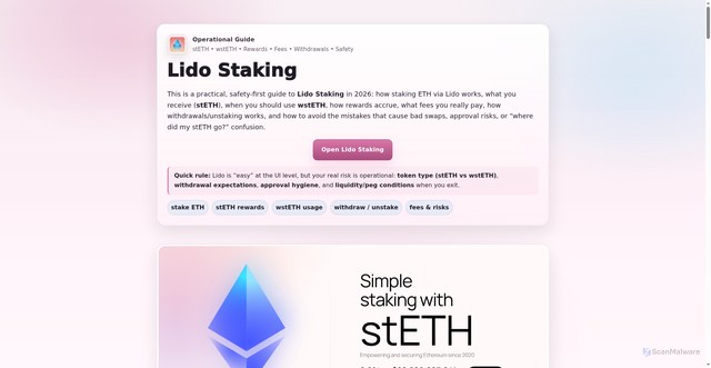 Security scan screenshot of https://lido-staking.vercel.app