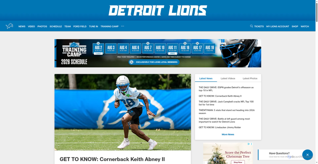 Security scan screenshot of https://www.detroitlions.com