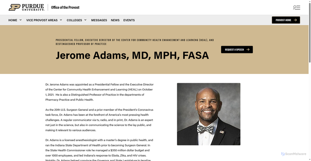 Security scan screenshot of https://www.purdue.edu/provost/bio-jerome-adams/