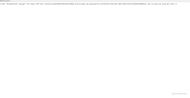 Security scan screenshot of https://defaultc1c4381f9e644bf39ec46fcf2888ad.39.environment.api.powerplatform.com