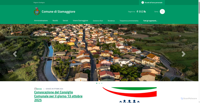 Security scan screenshot of https://www.comune.siamaggiore.or.it/