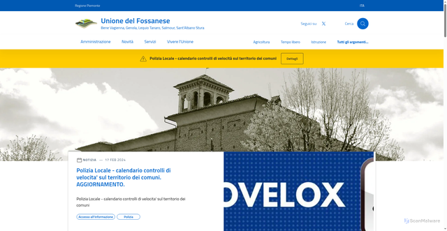 Security scan screenshot of https://www.unionedelfossanese.cn.it