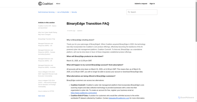 Security scan screenshot of https://app.binaryedge.io/