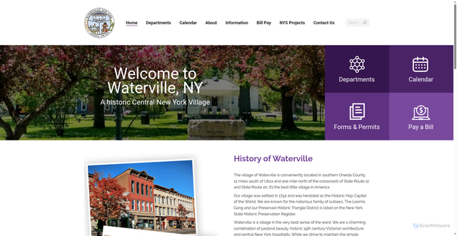 Security scan screenshot of https://villageofwaterville.gov/