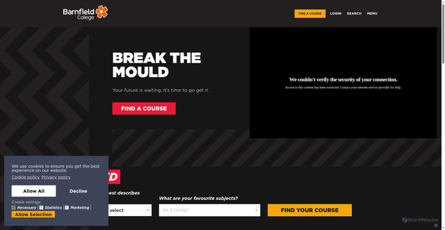 Security scan screenshot of https://www.barnfield.ac.uk/