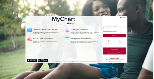 Security scan screenshot of https://mychart.ouhealth.com