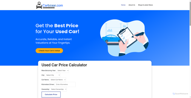 Security scan screenshot of https://carbzaar.com