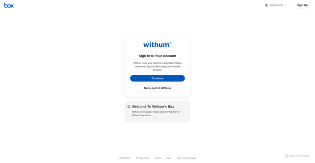 Security scan screenshot of https://withum.account.box.com