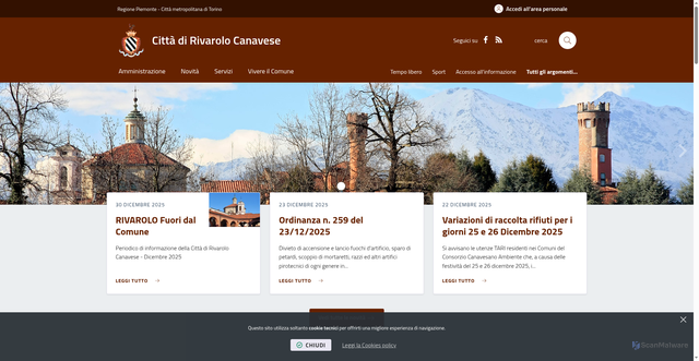 Security scan screenshot of https://www.rivarolocanavese.it/it-it/home