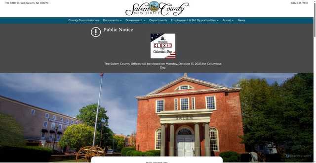 Security scan screenshot of https://www.salemcountynj.gov/