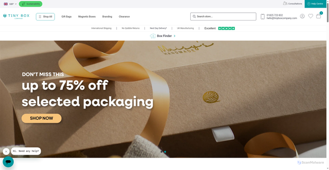 Security scan screenshot of https://tinyboxcompany.co.uk