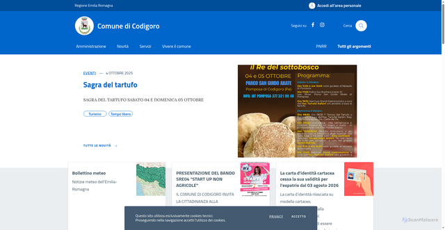 Security scan screenshot of https://www.comune.codigoro.fe.it/portal