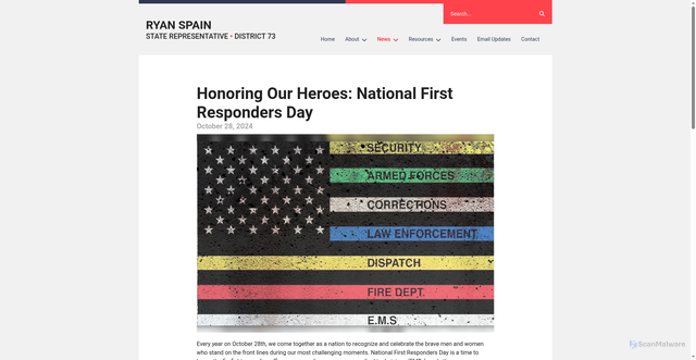 Security scan screenshot of https://repryanspain.com/2024/10/28/honoring-our-heroes-national-first-responders-day/