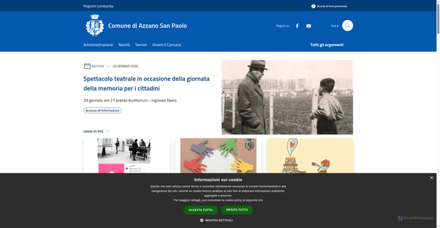 Security scan screenshot of https://comune.azzanosanpaolo.bg.it/it