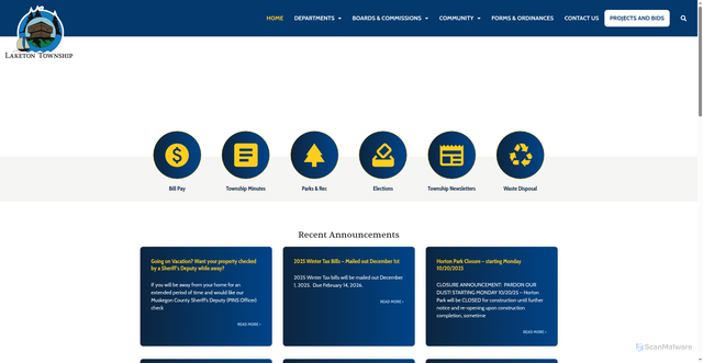 Security scan screenshot of https://laketontwpmi.gov/