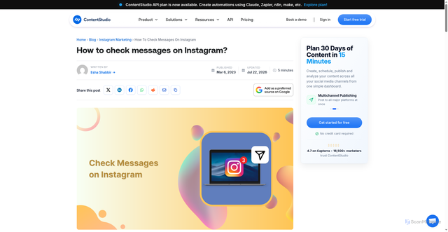 Security scan screenshot of https://contentstudio.io/blog/how-to-check-messages-on-instagram