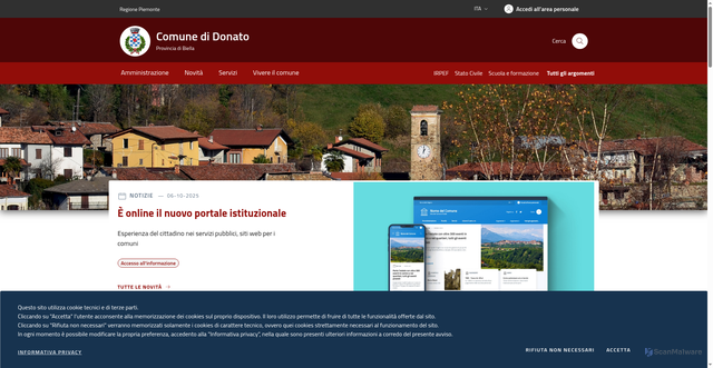 Security scan screenshot of https://www.comune.donato.bi.it