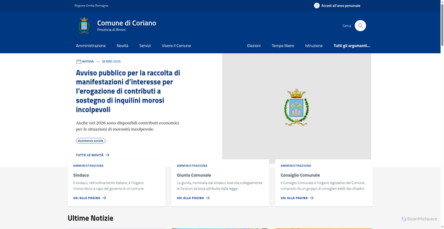 Security scan screenshot of https://www.comune.coriano.rn.it