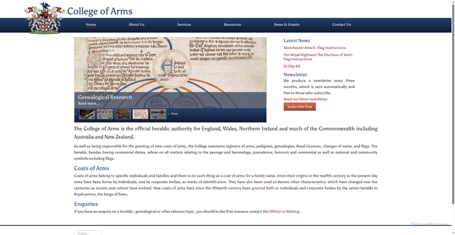Security scan screenshot of https://www.college-of-arms.gov.uk/