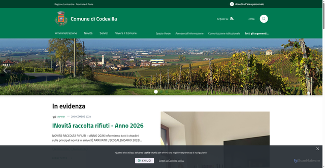Security scan screenshot of https://www.comune.codevilla.pv.it/it-it/home