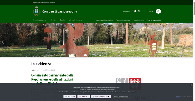 Security scan screenshot of https://www.comune.lamporecchio.pt.it/it-it/home