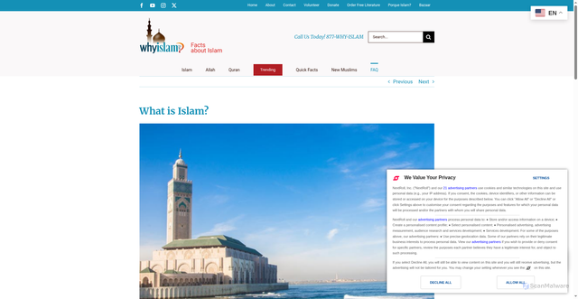 Security scan screenshot of https://www.whyislam.org/what-is-islam/