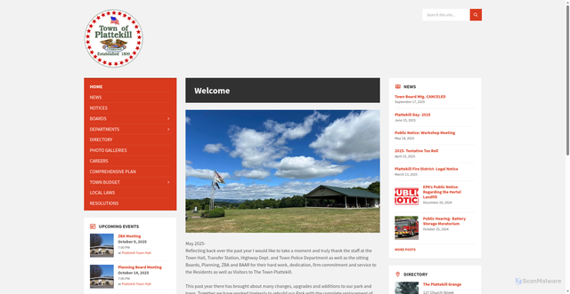 Security scan screenshot of https://townofplattekill.gov/