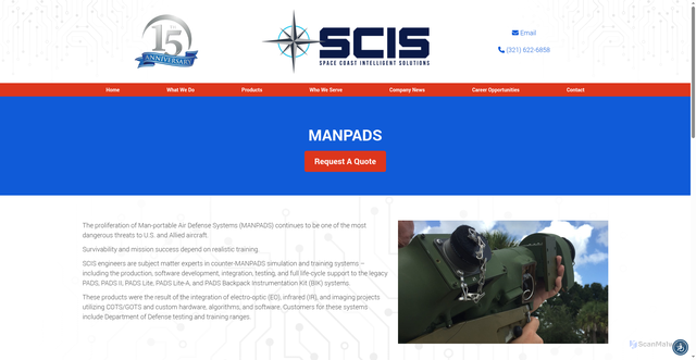 Security scan screenshot of https://goscis.com/what-we-do/service/manpads.html